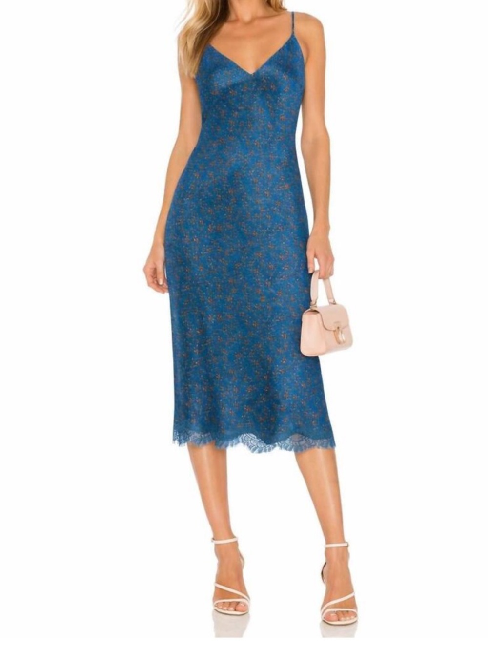 NWT Gold Hawk Chloe Silk Slip Dress in Blue Size Small
